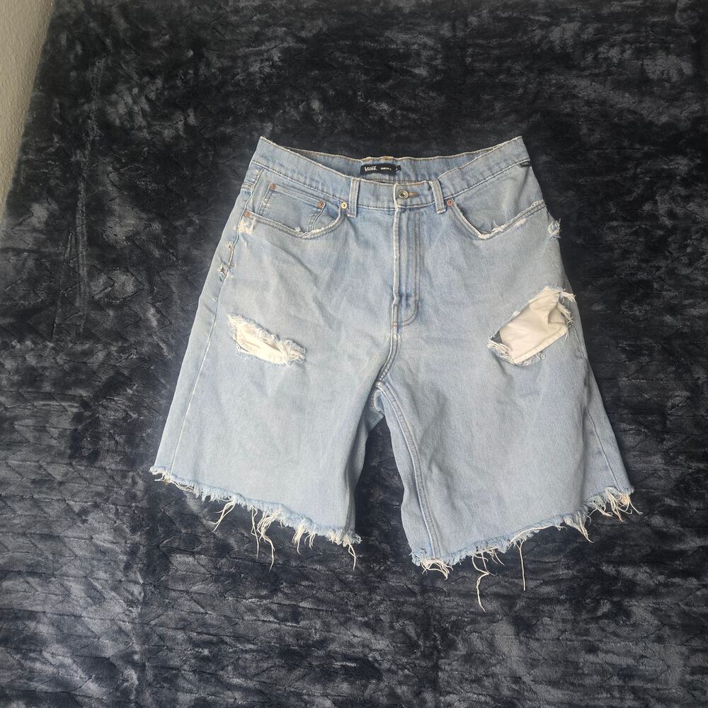 Vans Light Wash Distressed Denim Jorts 34